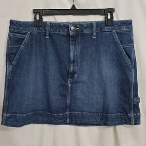 Lee Workwear Womens 16 Blue Denim Cargo Skirt Zipper Button Pockets